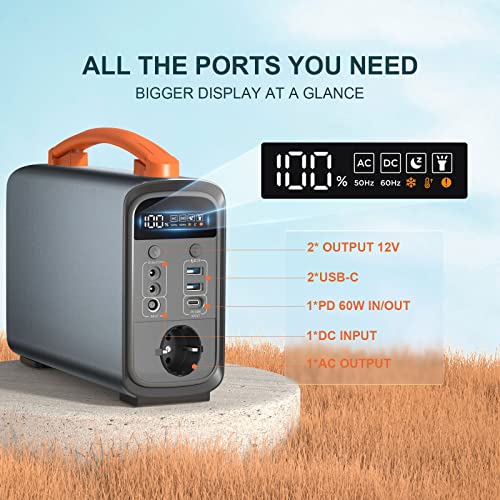 CTECHi Tragbare Powerstation 320Wh, Solar Generator mit LiFePO4-Batterie, 240W AC-Ausgang, 60W USB-C, Mobile Stromerzeuger mit LED, Stromversorgung für Outdoor, Camping und Notfälle - 2