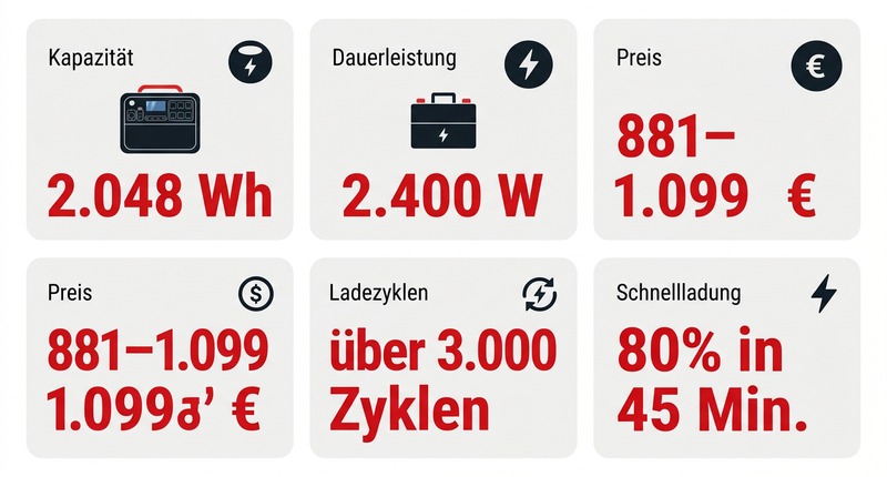 Bluetti AC200L: 2.048 Wh Kapazität