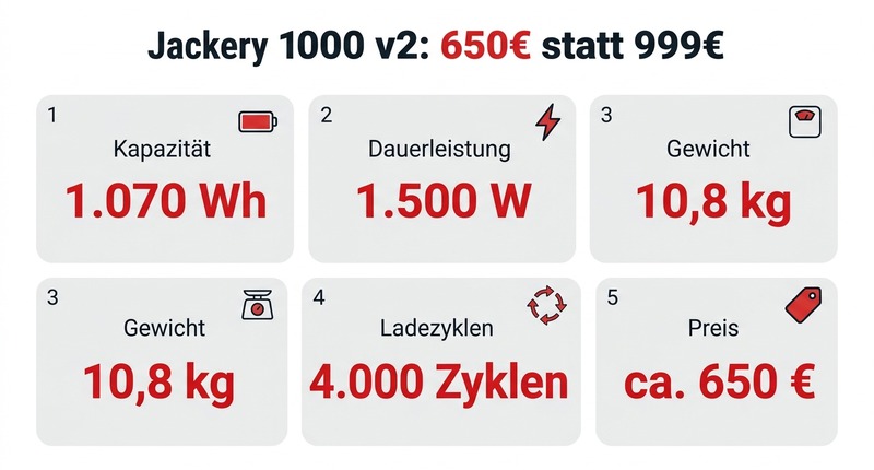 Jackery 1000 v2: 650€ statt 999€